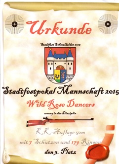 Urkunde Stadtfestpokal Schmalkalden KK Schieen